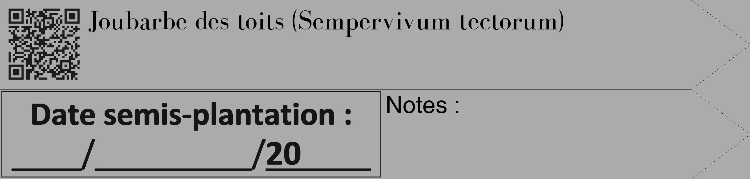 Étiquette de : Sempervivum tectorum - format c - style noire37_simple_simplebod avec qrcode et comestibilité