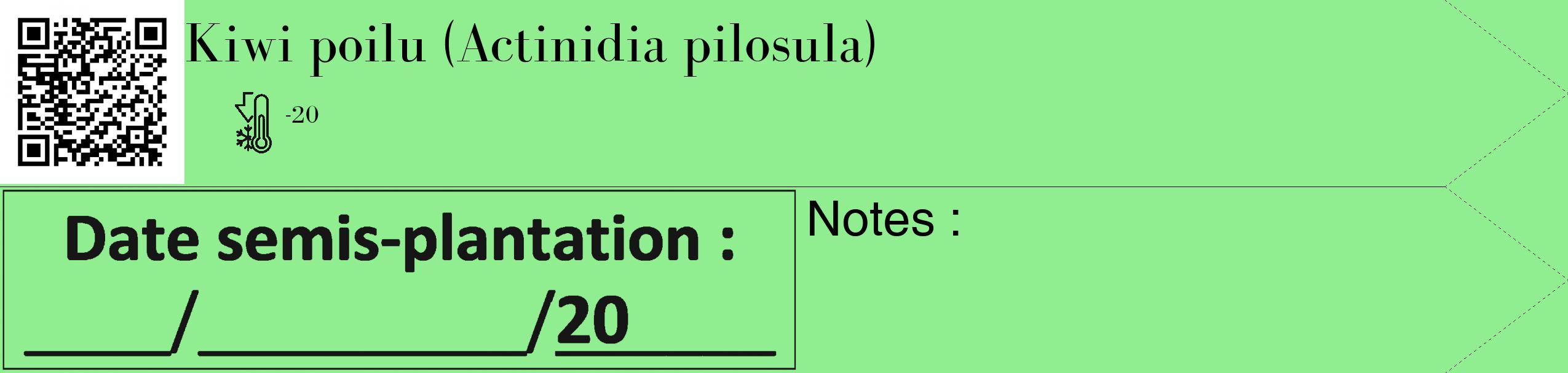 Étiquette de : Actinidia pilosula - format c - style noire15_simple_simplebod avec qrcode et comestibilité
