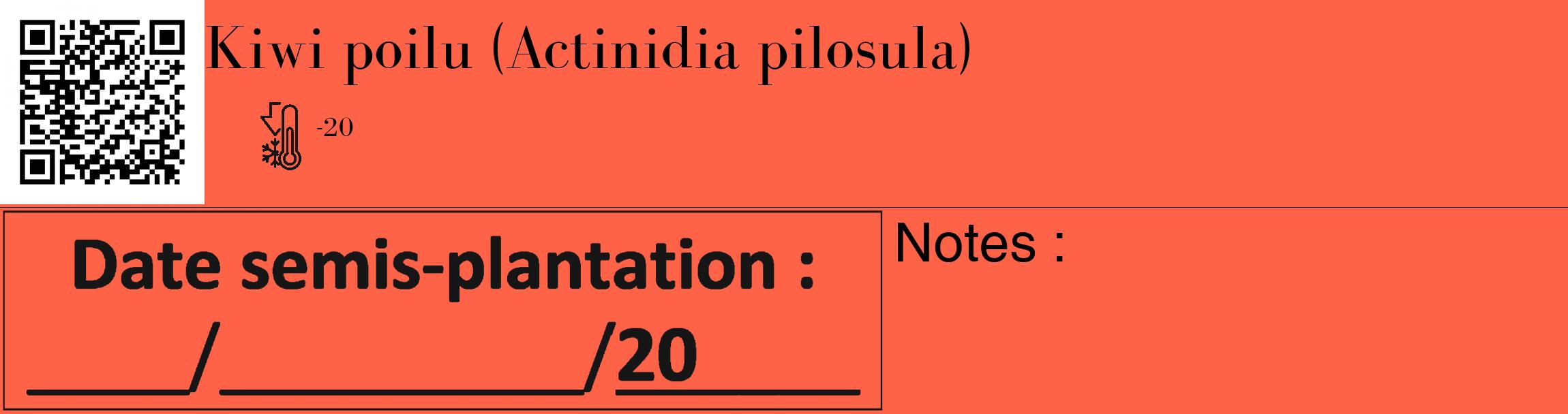Étiquette de : Actinidia pilosula - format c - style noire25_basique_basiquebod avec qrcode et comestibilité