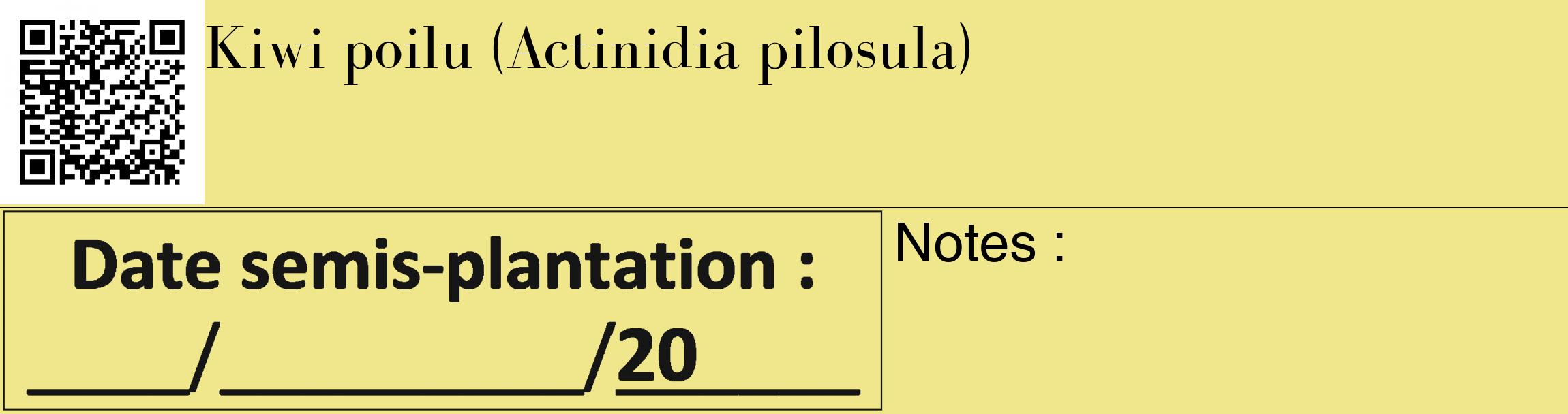 Étiquette de : Actinidia pilosula - format c - style noire20_basique_basiquebod avec qrcode et comestibilité