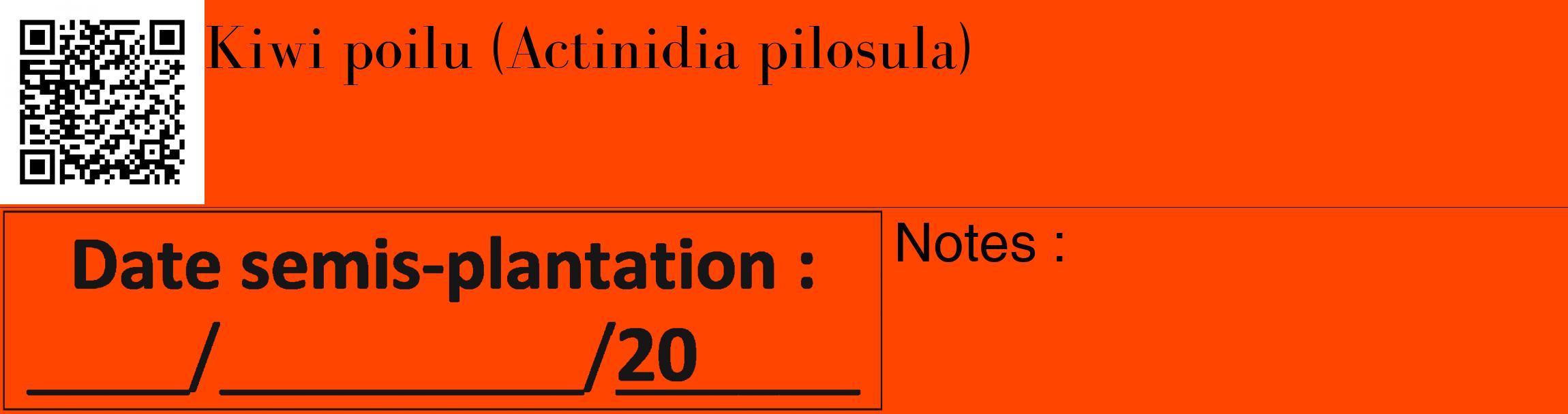 Étiquette de : Actinidia pilosula - format c - style noire26_basique_basiquebod avec qrcode et comestibilité