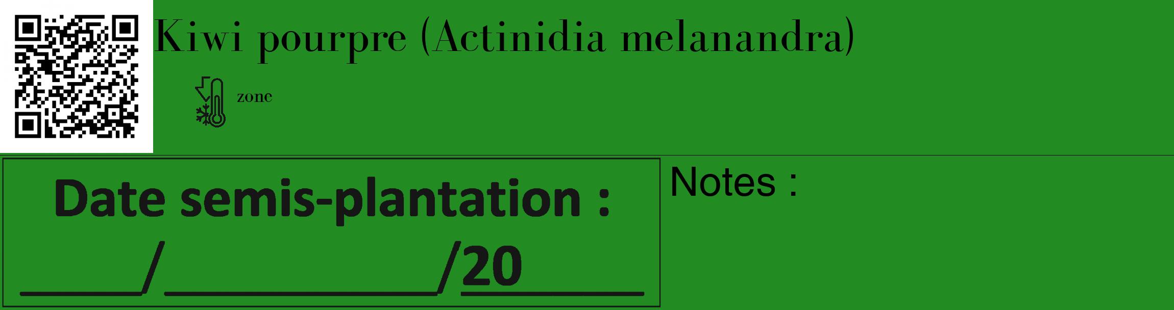 Étiquette de : Actinidia melanandra - format c - style noire10_basique_basiquebod avec qrcode et comestibilité