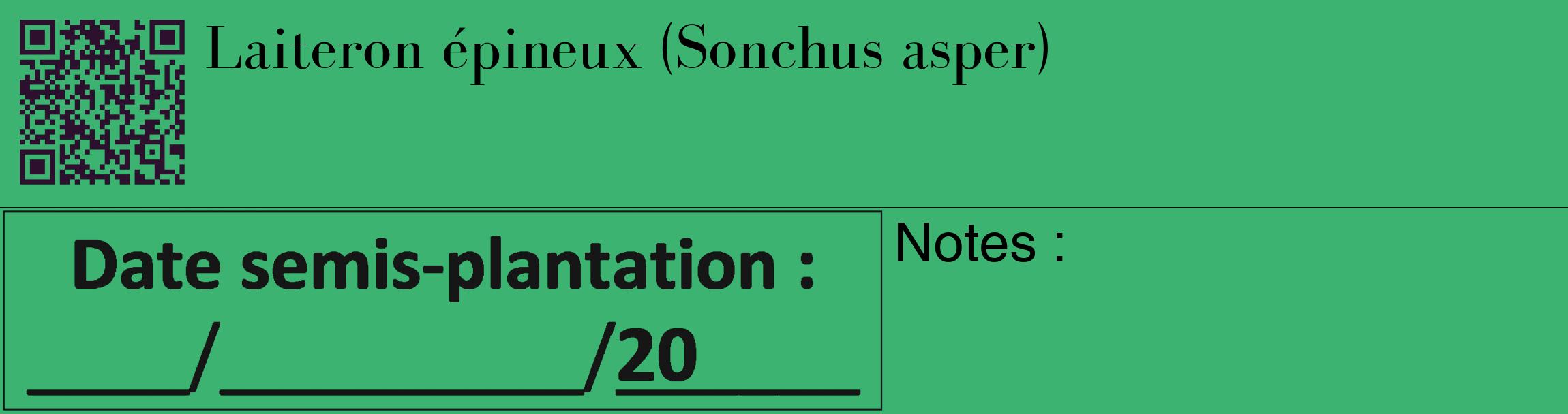 Étiquette de : Sonchus asper - format c - style noire12_basique_basiquebod avec qrcode et comestibilité