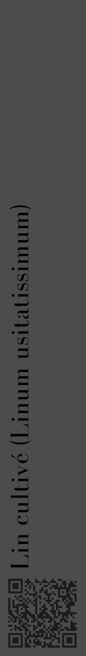 Étiquette de : Linum usitatissimum - format c - style noire27_basique_basiquebod avec qrcode et comestibilité - position verticale