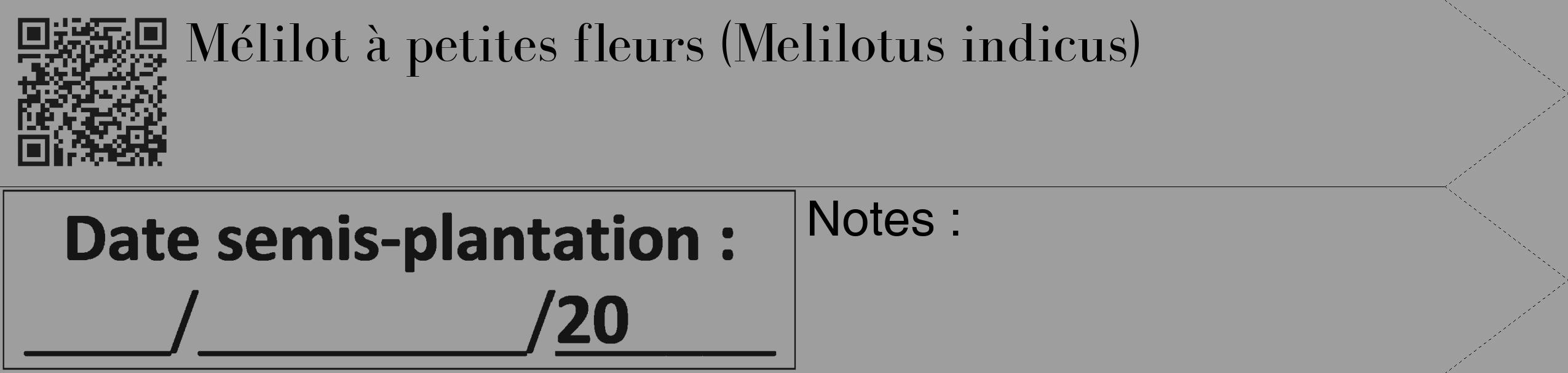 Étiquette de : Melilotus indicus - format c - style noire42_simple_simplebod avec qrcode et comestibilité