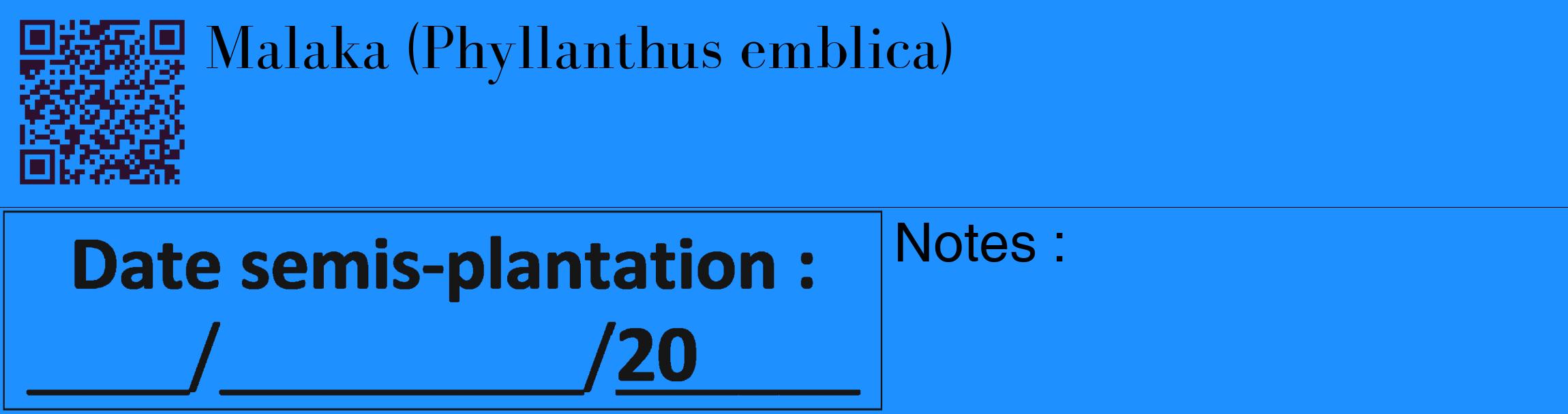 Étiquette de : Phyllanthus emblica - format c - style noire3_basique_basiquebod avec qrcode et comestibilité