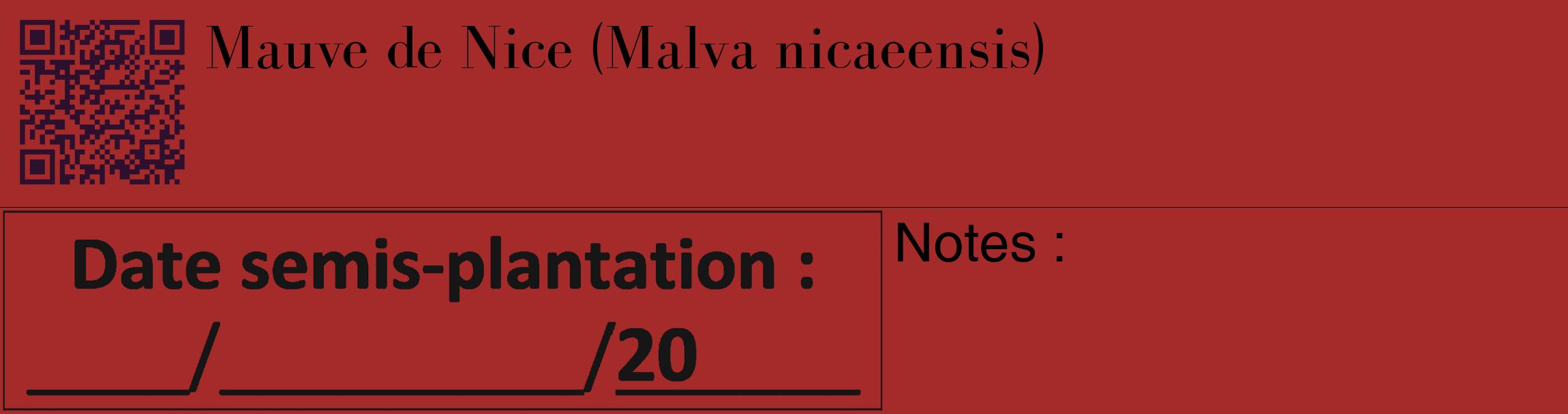 Étiquette de : Malva nicaeensis - format c - style noire33_basique_basiquebod avec qrcode et comestibilité