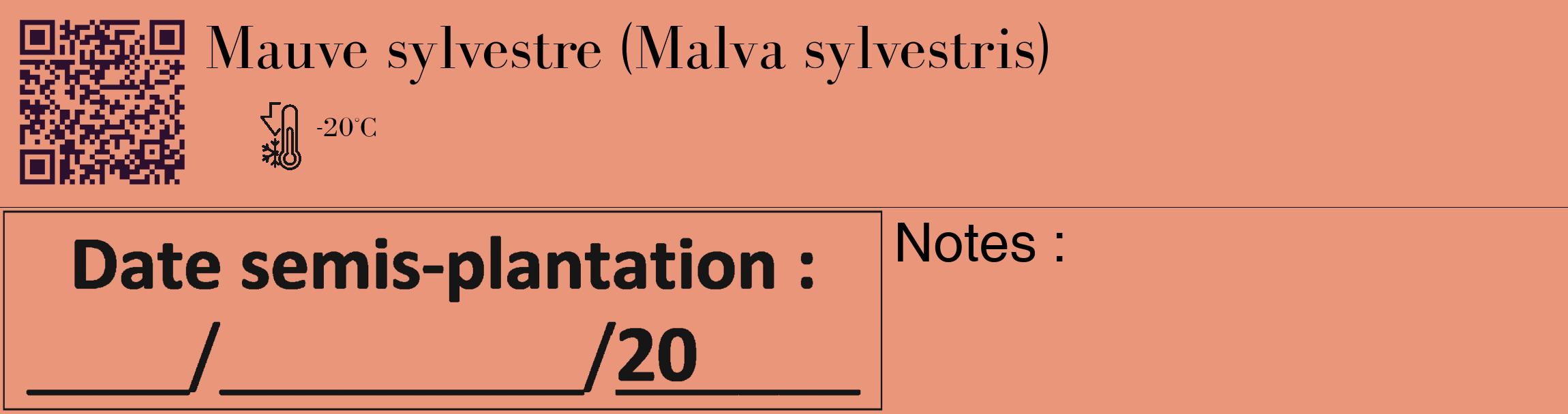 Étiquette de : Malva sylvestris - format c - style noire37_basique_basiquebod avec qrcode et comestibilité