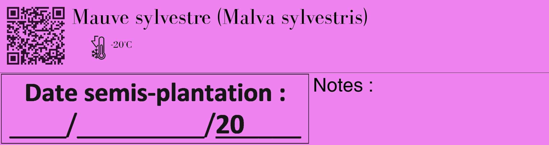 Étiquette de : Malva sylvestris - format c - style noire53_basique_basiquebod avec qrcode et comestibilité
