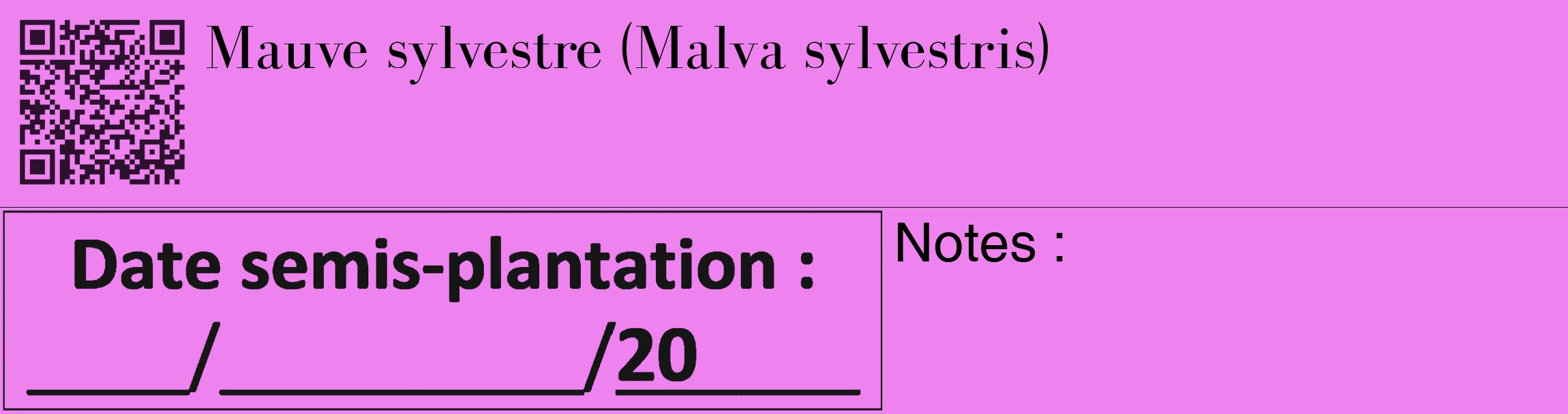 Étiquette de : Malva sylvestris - format c - style noire53_basique_basiquebod avec qrcode et comestibilité