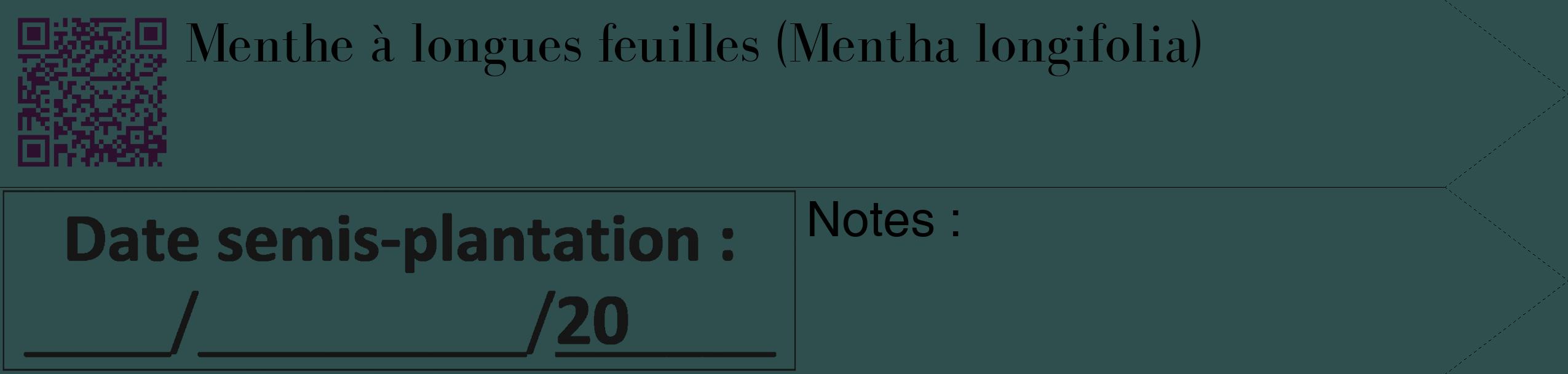 Étiquette de : Mentha longifolia - format c - style noire58_simple_simplebod avec qrcode et comestibilité