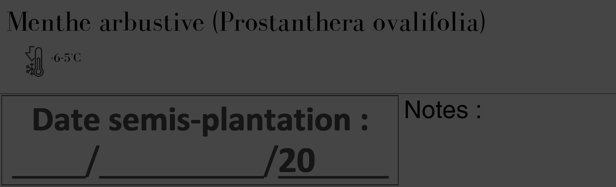 Étiquette de : Prostanthera ovalifolia - format c - style noire58_basique_basiquebod avec comestibilité