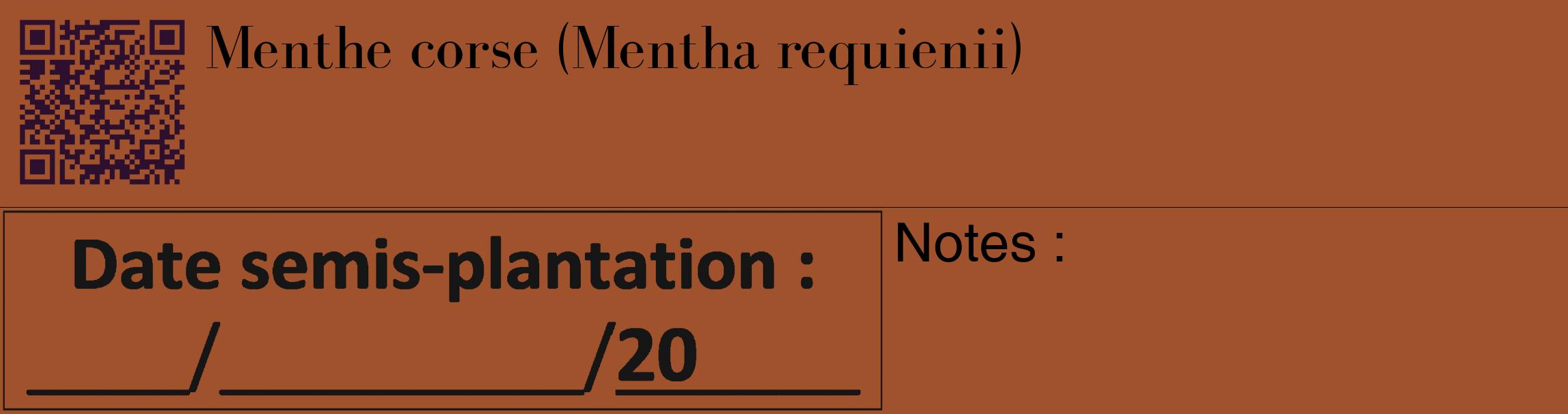 Étiquette de : Mentha requienii - format c - style noire32_basique_basiquebod avec qrcode et comestibilité