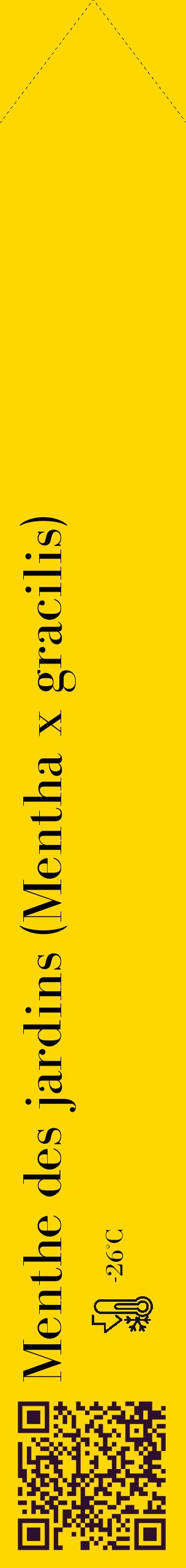 Étiquette de : Mentha x gracilis - format c - style noire21_simple_simplebod avec qrcode et comestibilité - position verticale