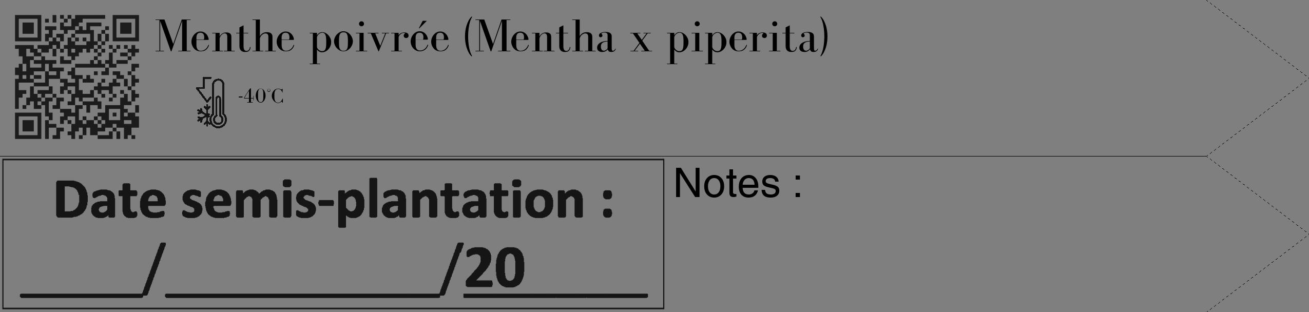 Étiquette de : Mentha x piperita - format c - style noire31_simple_simplebod avec qrcode et comestibilité