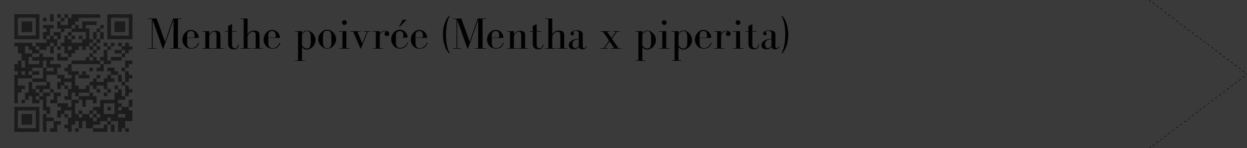 Étiquette de : Mentha x piperita - format c - style noire8_simple_simplebod avec qrcode et comestibilité