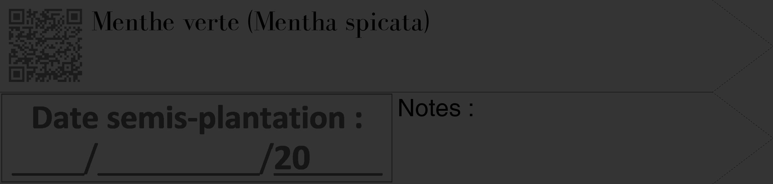 Étiquette de : Mentha spicata - format c - style noire46_simple_simplebod avec qrcode et comestibilité