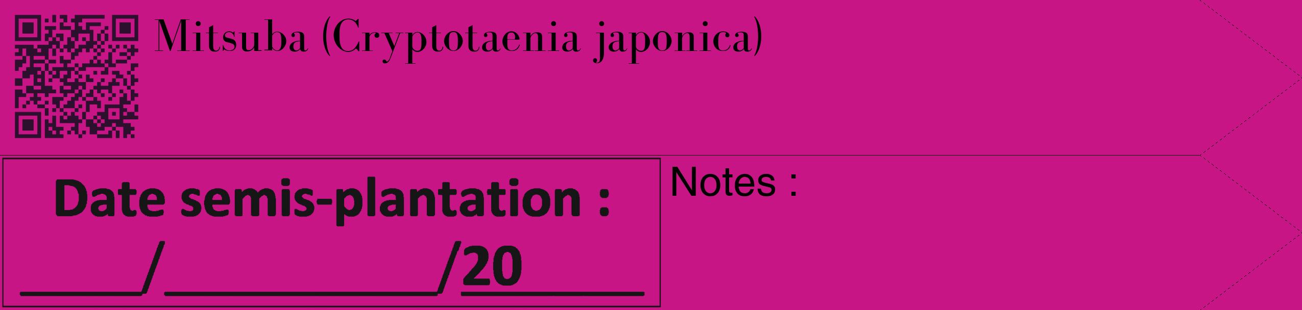 Étiquette de : Cryptotaenia japonica - format c - style noire45_simple_simplebod avec qrcode et comestibilité