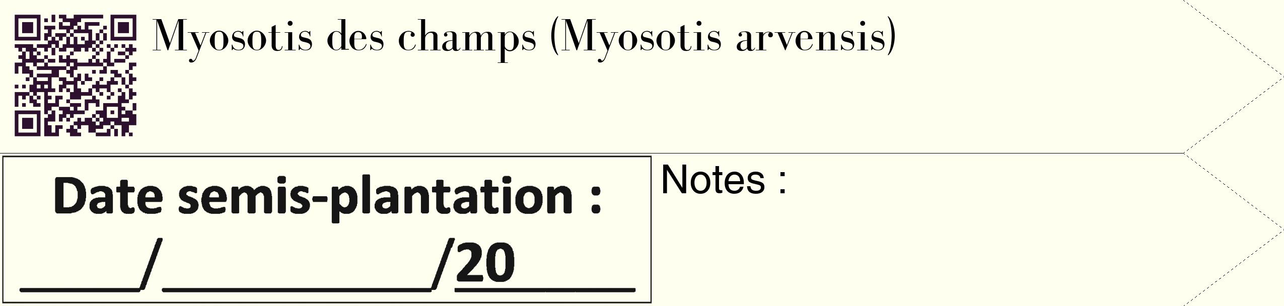 Étiquette de : Myosotis arvensis - format c - style noire19_simple_simplebod avec qrcode et comestibilité