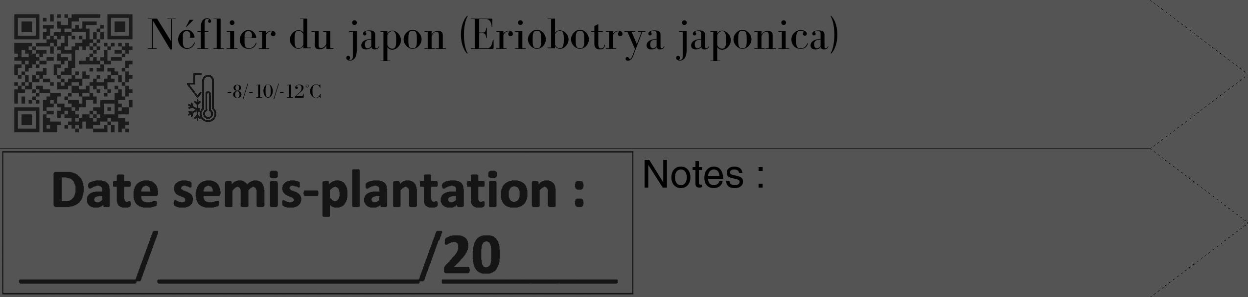 Étiquette de : Eriobotrya japonica - format c - style noire36_simple_simplebod avec qrcode et comestibilité