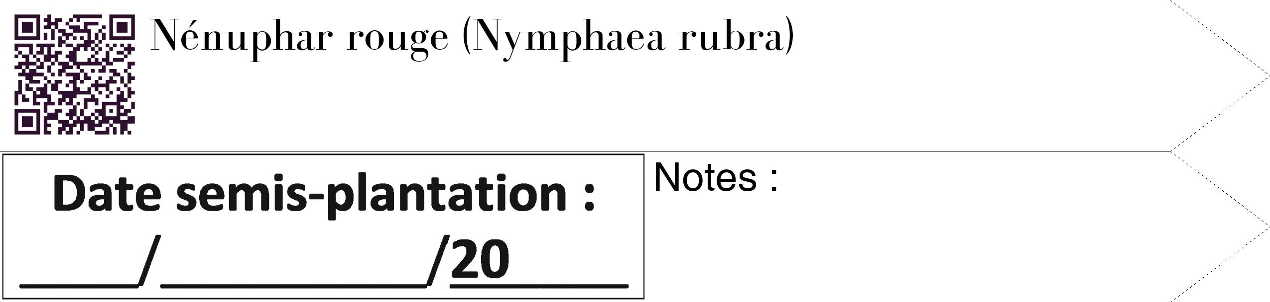 Étiquette de : Nymphaea rubra - format c - style noire60_simple_simplebod avec qrcode et comestibilité