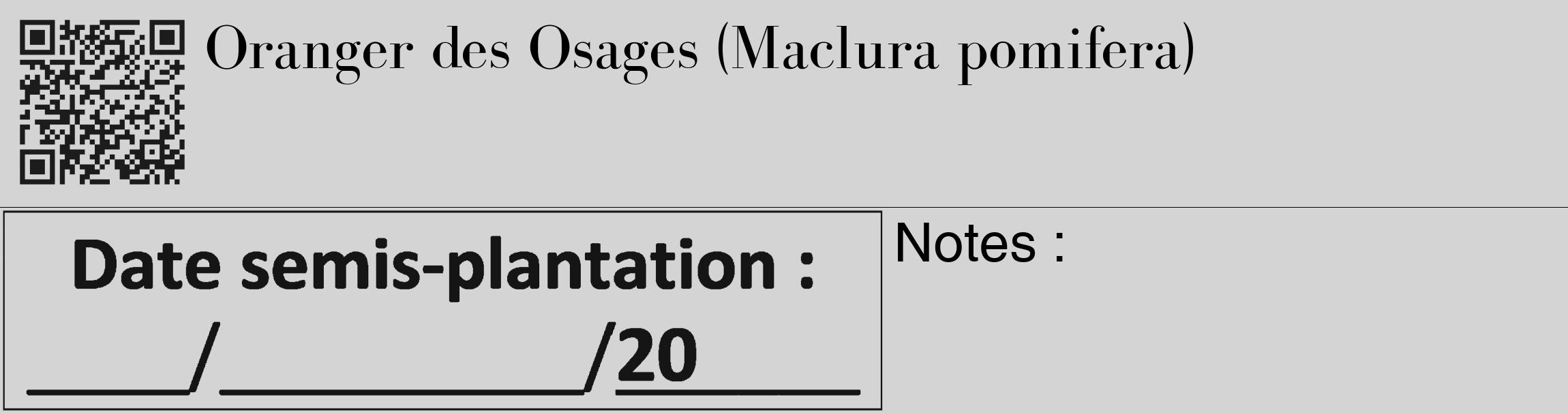 Étiquette de : Maclura pomifera - format c - style noire40_basique_basiquebod avec qrcode et comestibilité