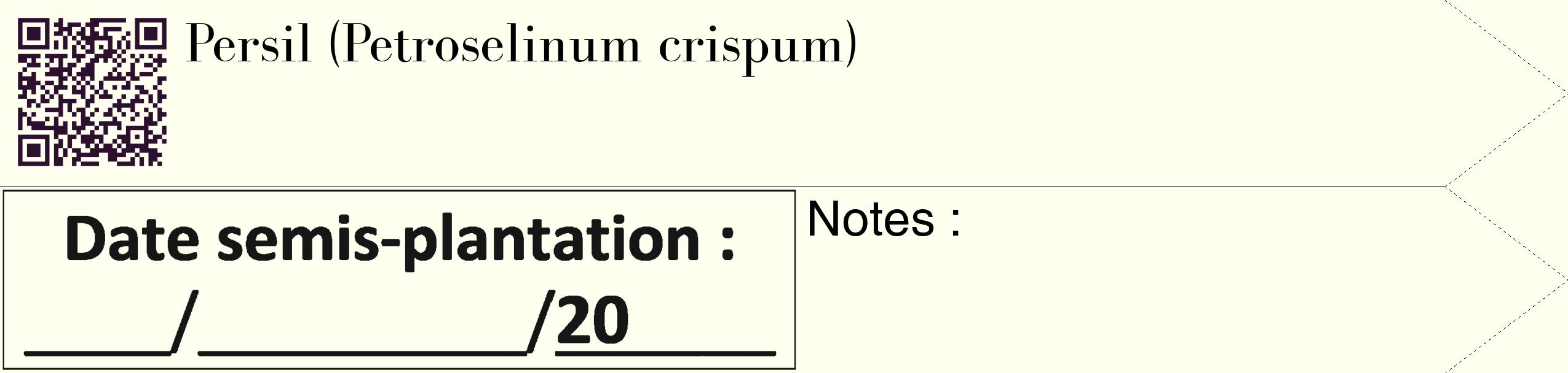 Étiquette de : Petroselinum crispum - format c - style noire19_simple_simplebod avec qrcode et comestibilité