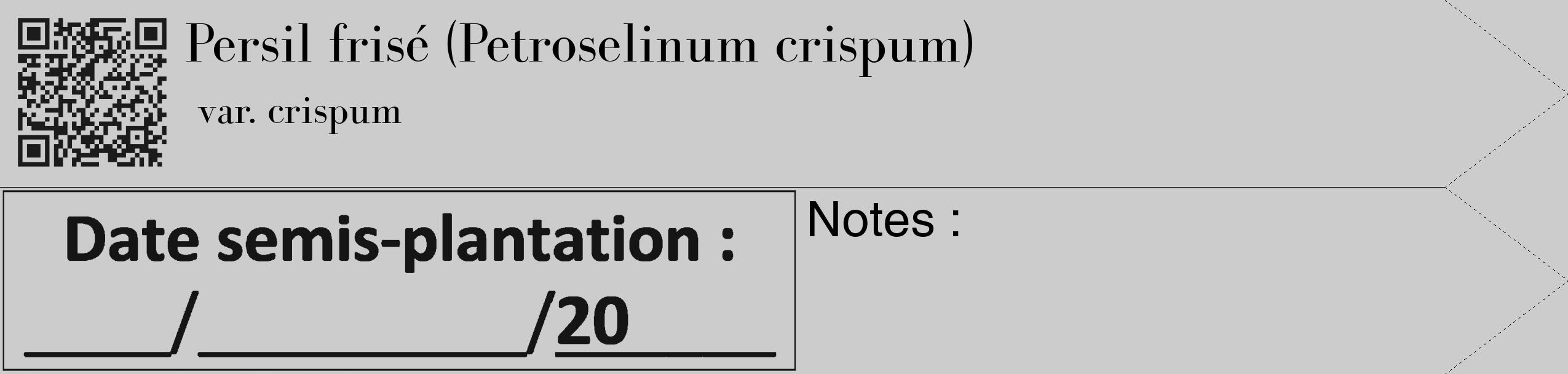 Étiquette de : Petroselinum crispum var. crispum - format c - style noire0_simple_simplebod avec qrcode et comestibilité