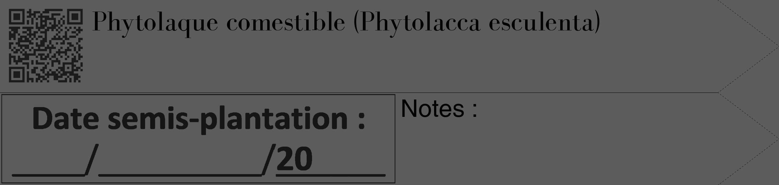 Étiquette de : Phytolacca esculenta - format c - style noire49_simple_simplebod avec qrcode et comestibilité