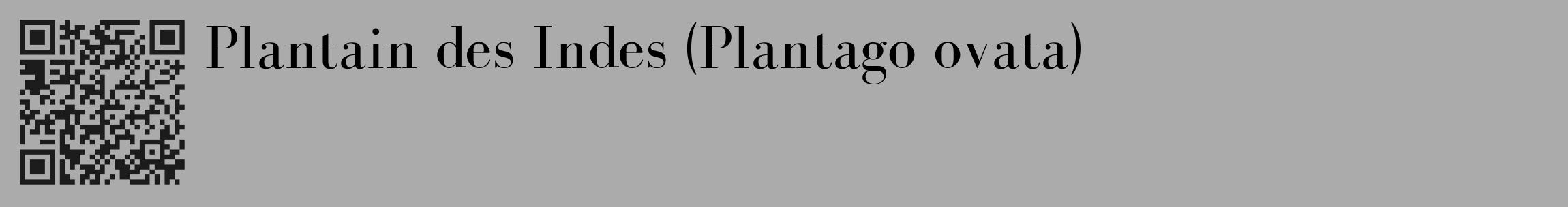 Étiquette de : Plantago ovata - format c - style noire37_basique_basiquebod avec qrcode et comestibilité