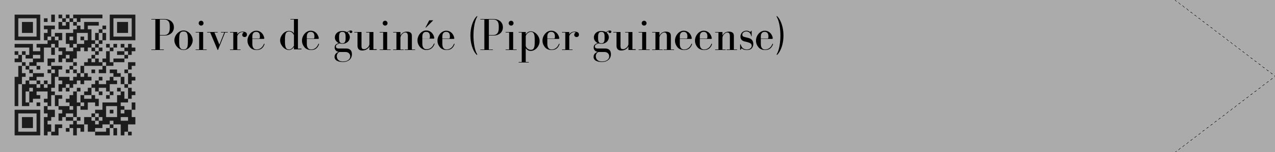 Étiquette de : Piper guineense - format c - style noire37_simple_simplebod avec qrcode et comestibilité