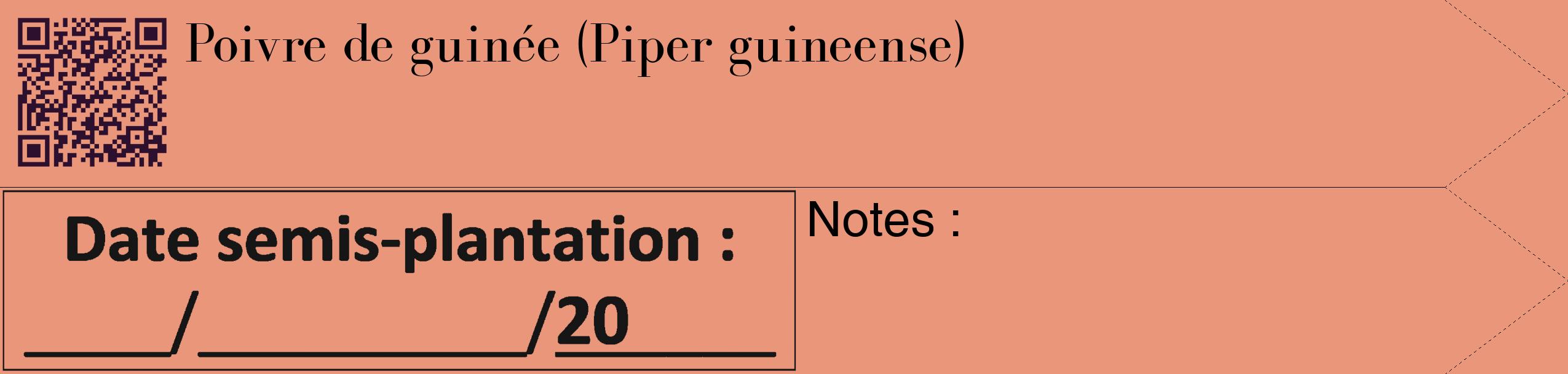 Étiquette de : Piper guineense - format c - style noire37_simple_simplebod avec qrcode et comestibilité