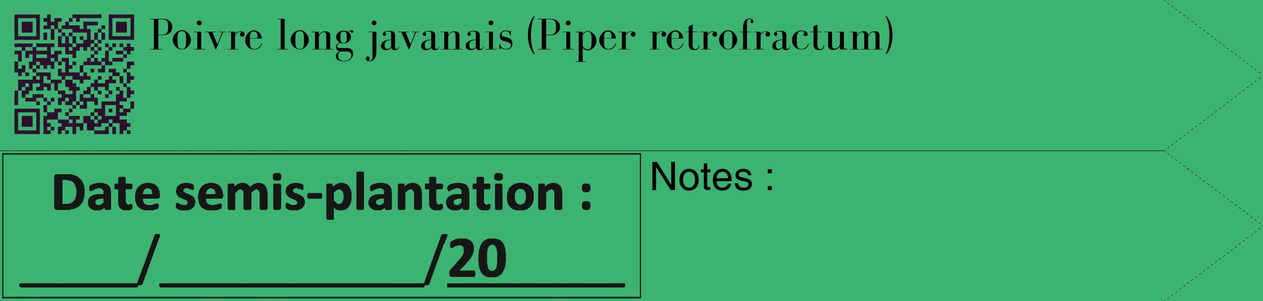 Étiquette de : Piper retrofractum - format c - style noire12_simple_simplebod avec qrcode et comestibilité
