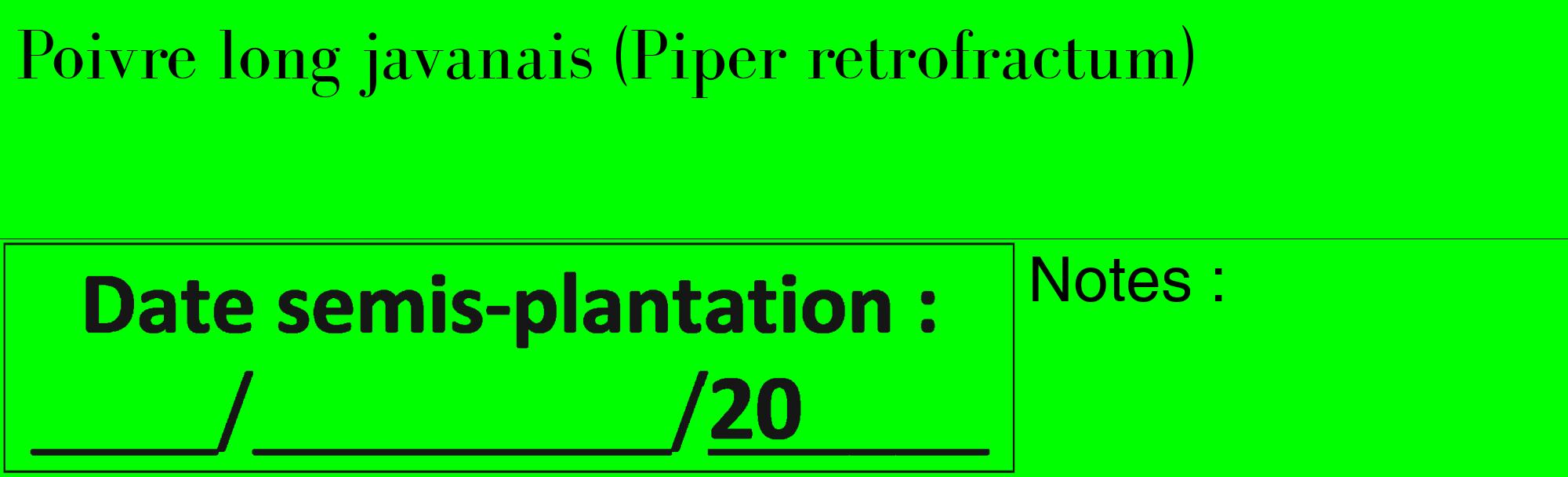 Étiquette de : Piper retrofractum - format c - style noire16_basique_basiquebod avec comestibilité