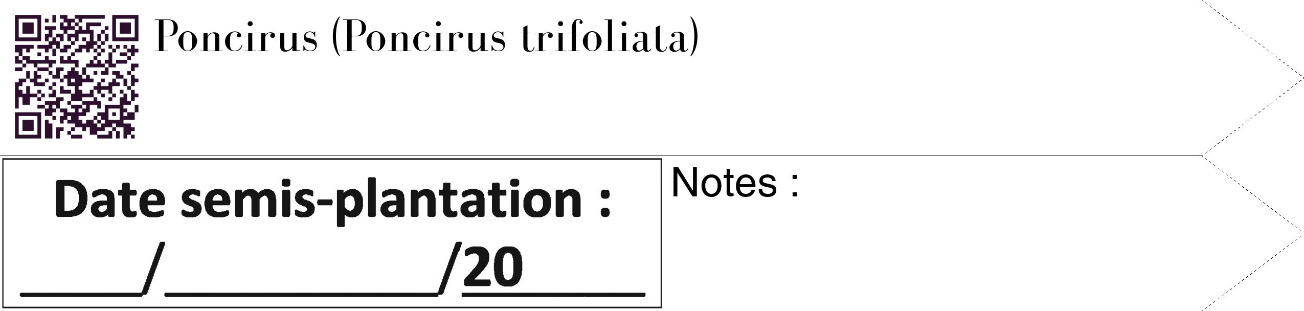 Étiquette de : Poncirus trifoliata - format c - style noire60_simple_simplebod avec qrcode et comestibilité