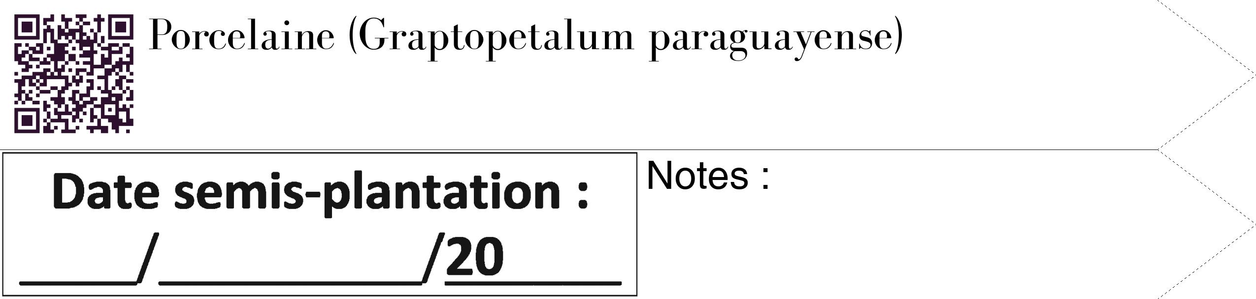 Étiquette de : Graptopetalum paraguayense - format c - style noire60_simple_simplebod avec qrcode et comestibilité