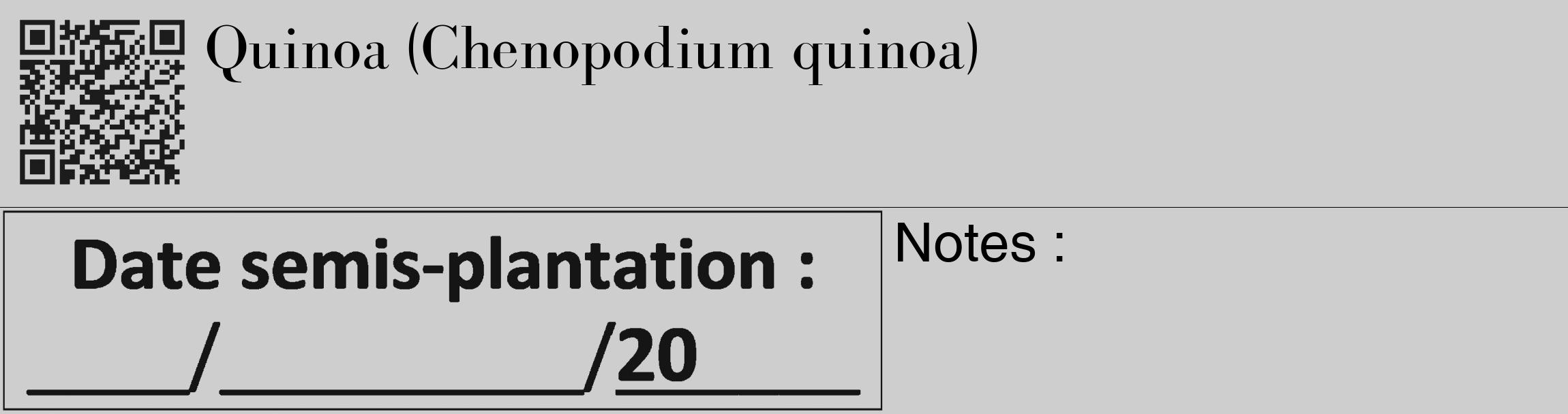 Étiquette de : Chenopodium quinoa - format c - style noire17_basique_basiquebod avec qrcode et comestibilité