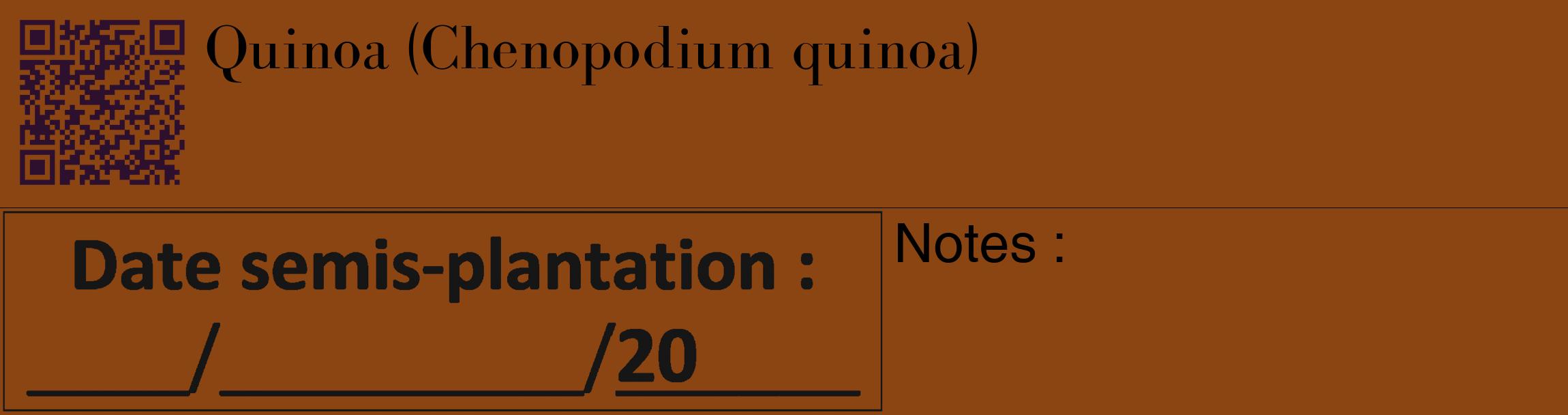 Étiquette de : Chenopodium quinoa - format c - style noire30_basique_basiquebod avec qrcode et comestibilité