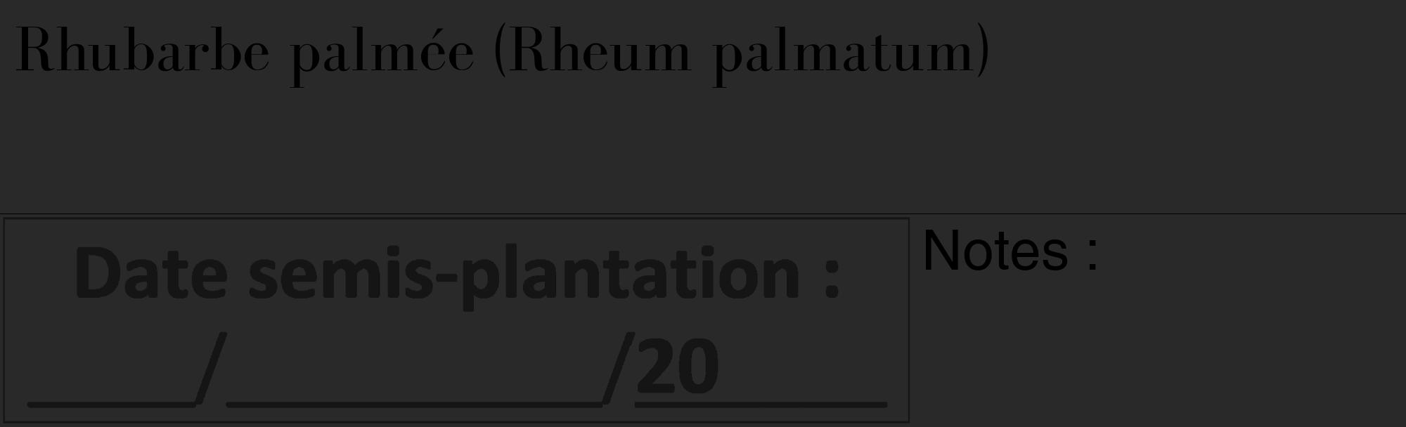 Étiquette de : Rheum palmatum - format c - style noire34_basique_basiquebod avec comestibilité