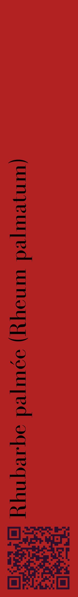 Étiquette de : Rheum palmatum - format c - style noire28_basiquebod avec qrcode et comestibilité