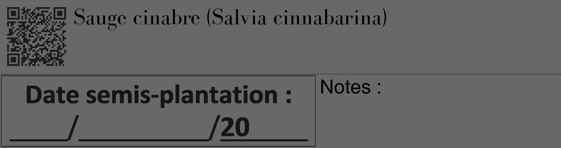 Étiquette de : Salvia cinnabarina - format c - style noire43_basique_basiquebod avec qrcode et comestibilité