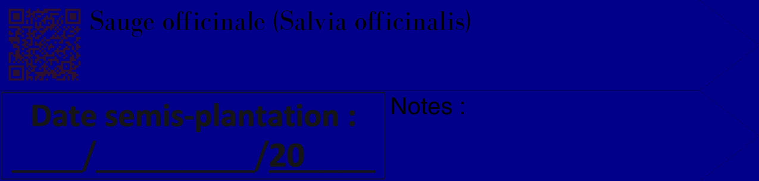 Étiquette de : Salvia officinalis - format c - style noire7_simple_simplebod avec qrcode et comestibilité