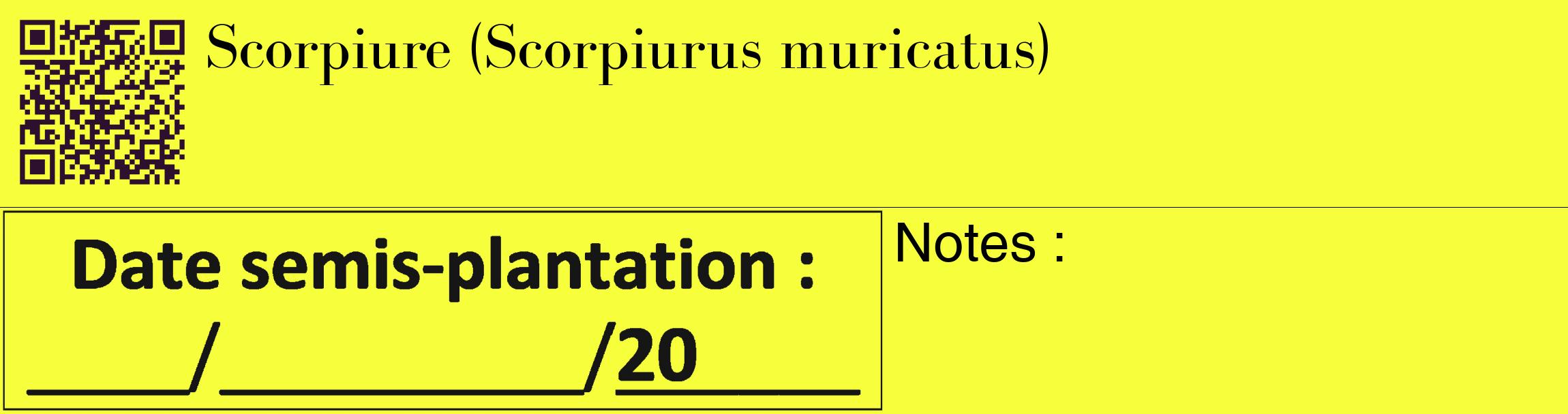 Étiquette de : Scorpiurus muricatus - format c - style noire18_basique_basiquebod avec qrcode et comestibilité