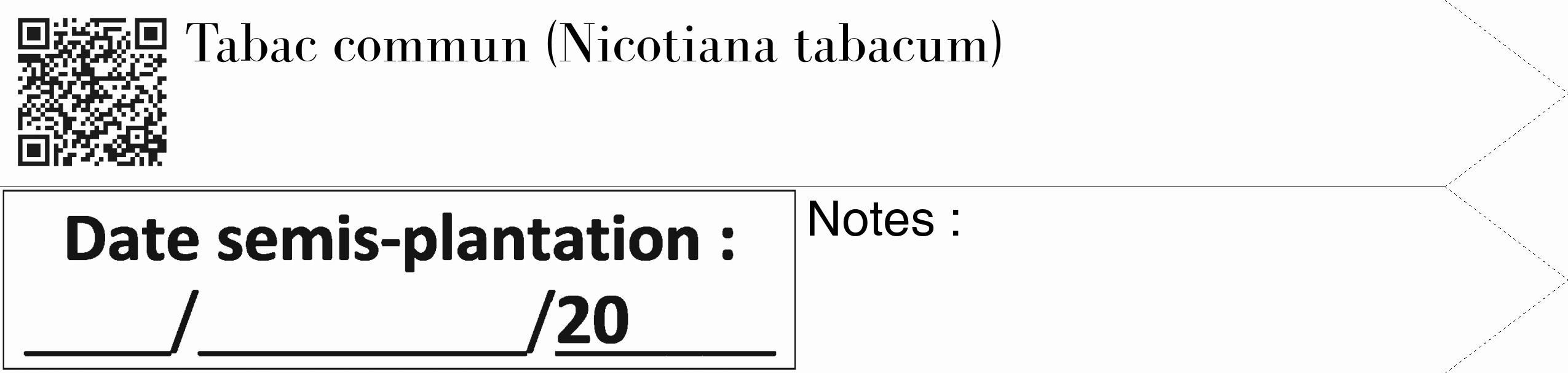 Étiquette de : Nicotiana tabacum - format c - style noire19_simple_simplebod avec qrcode et comestibilité