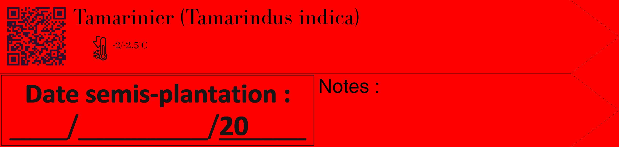 Étiquette de : Tamarindus indica - format c - style noire27_simple_simplebod avec qrcode et comestibilité
