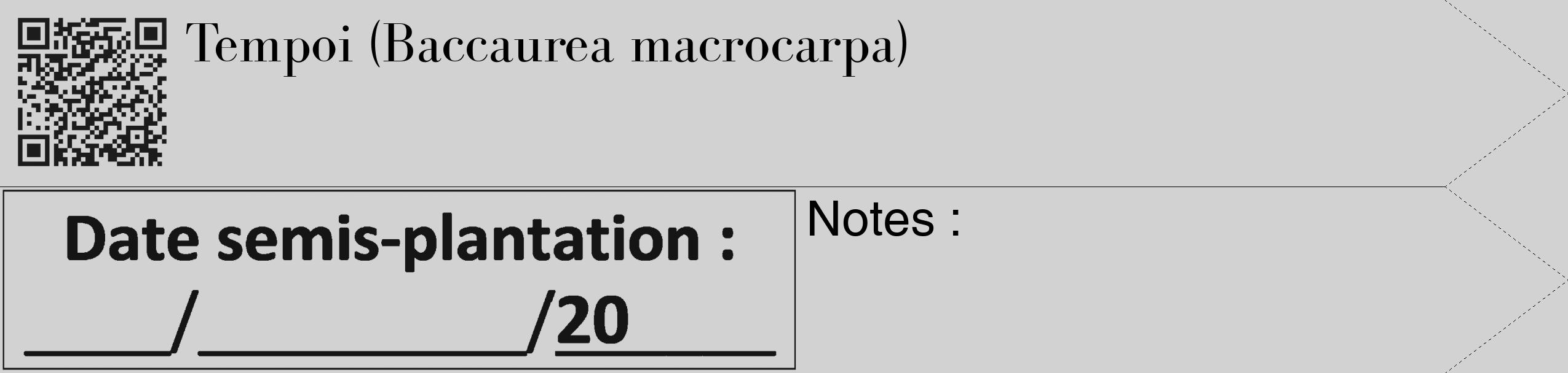 Étiquette de : Baccaurea macrocarpa - format c - style noire14_simple_simplebod avec qrcode et comestibilité
