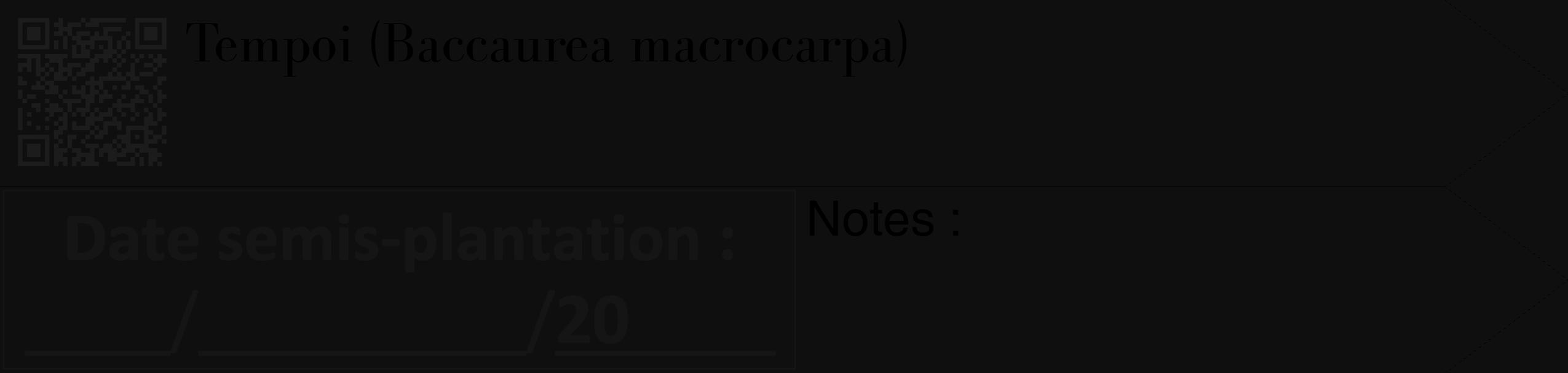Étiquette de : Baccaurea macrocarpa - format c - style noire7_simple_simplebod avec qrcode et comestibilité