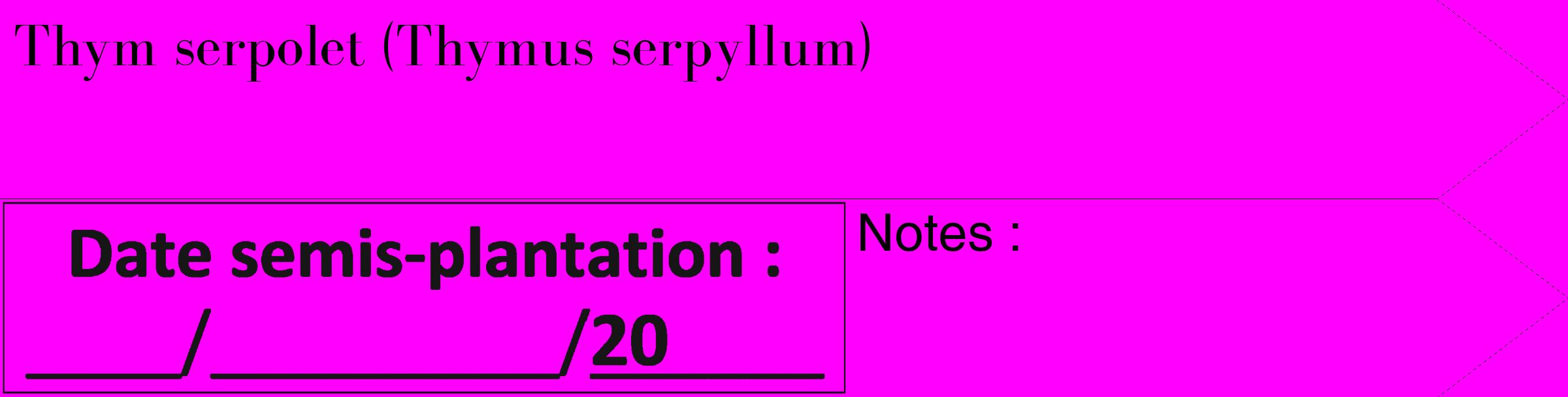 Étiquette de : Thymus serpyllum - format c - style noire51_simple_simplebod avec comestibilité