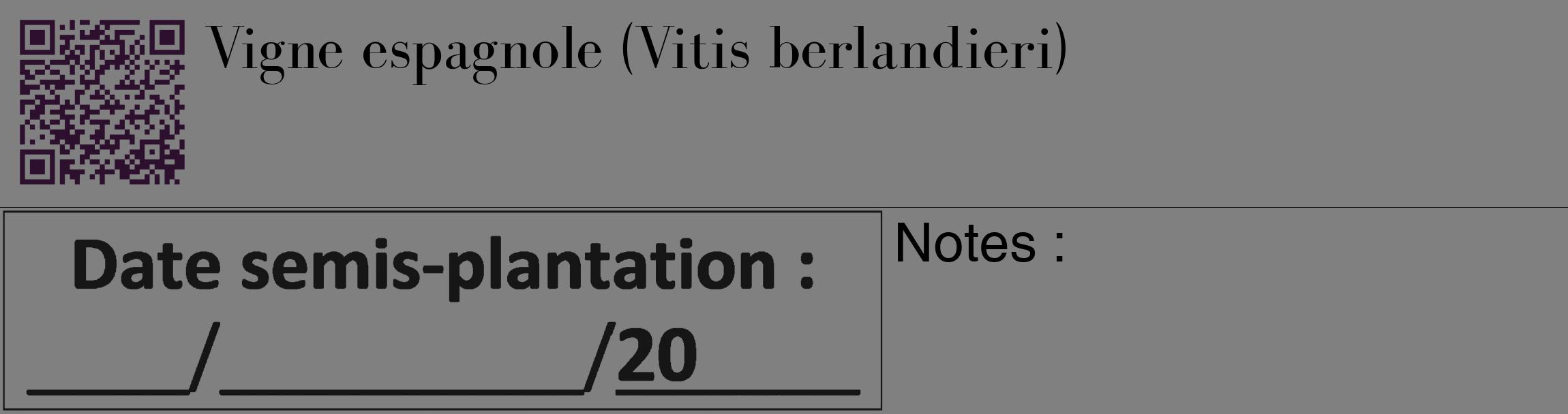 Étiquette de : Vitis berlandieri - format c - style noire57_basique_basiquebod avec qrcode et comestibilité