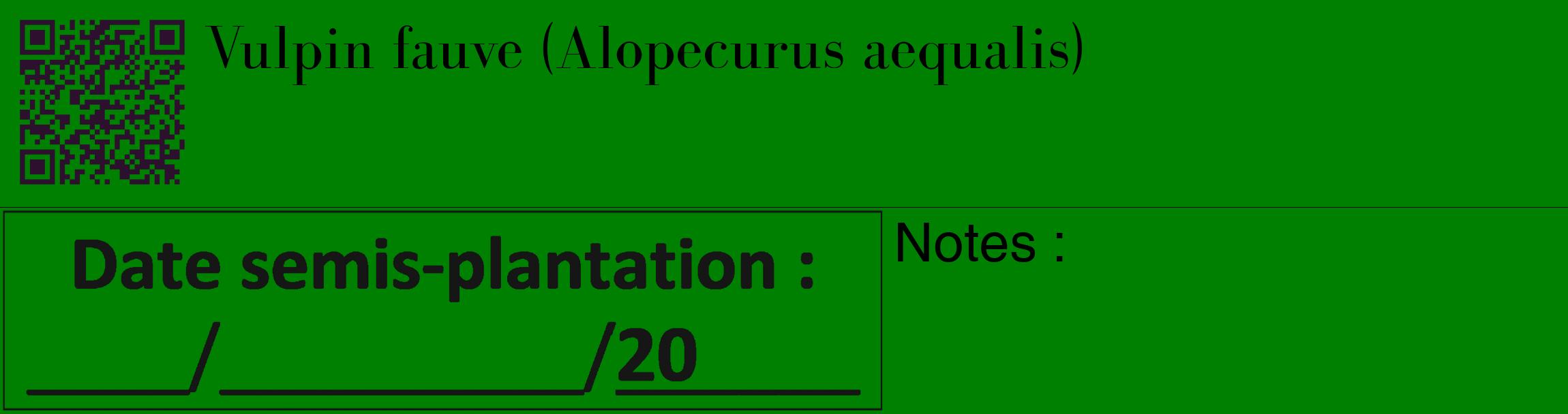 Étiquette de : Alopecurus aequalis - format c - style noire9_basique_basiquebod avec qrcode et comestibilité